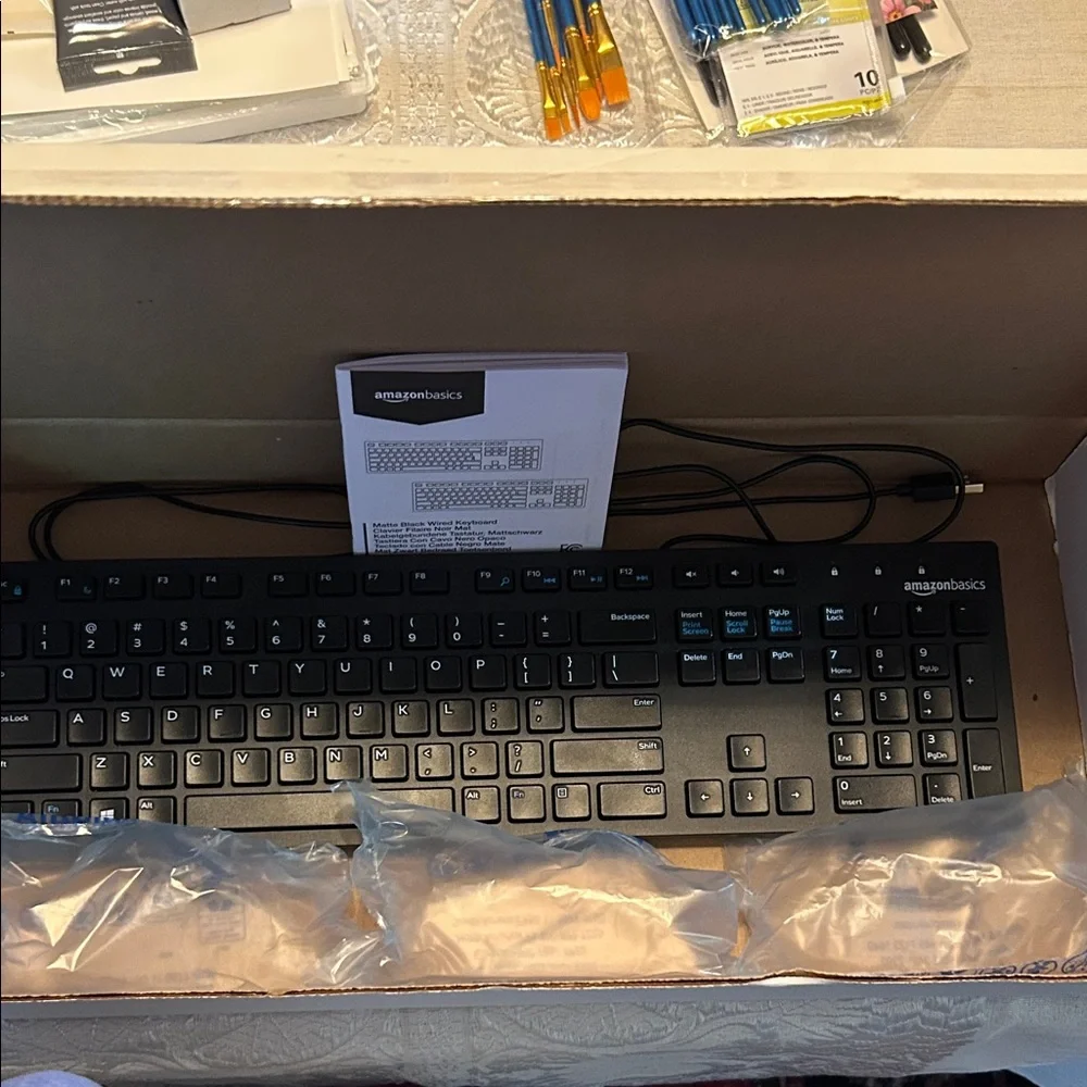 Amazon Basics Wired Keyboard - Sleek Black Design; New with Tags;in original box